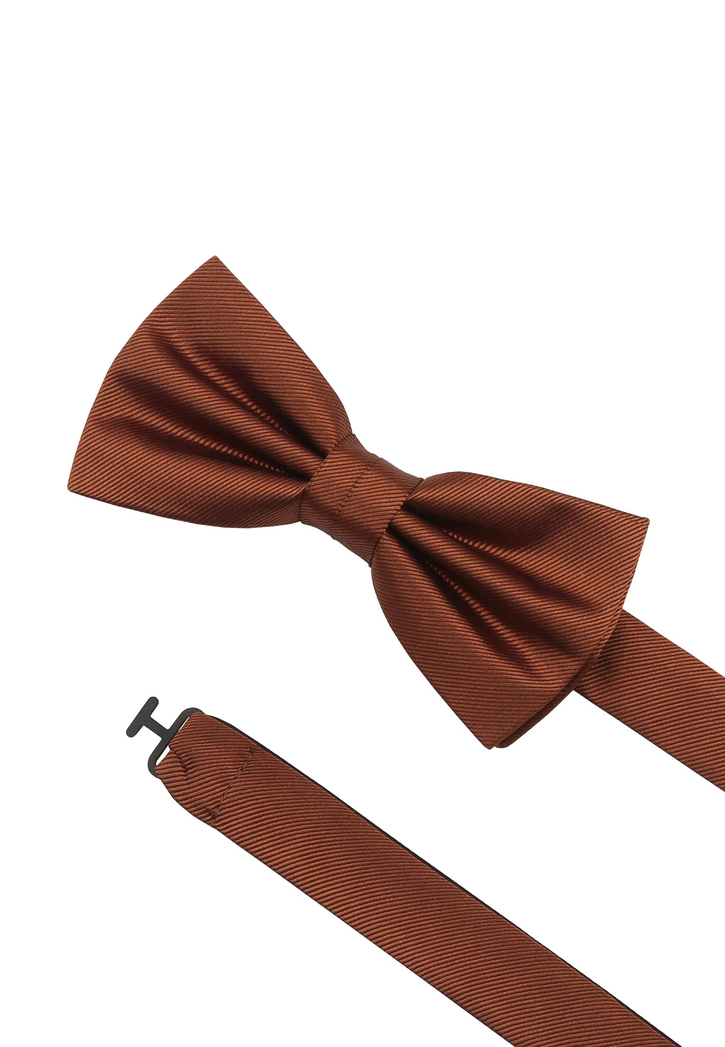 Seidenfalter Basic Uni Fliege - Verschluss im Detail - Cognac