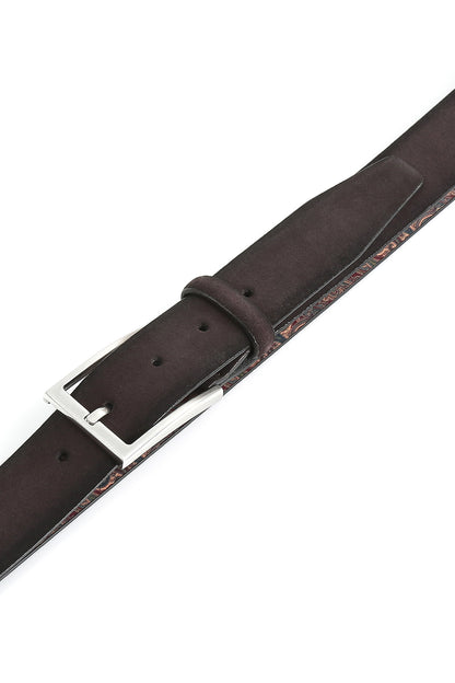 Veloursleder Gürtel - Dunkelbraun