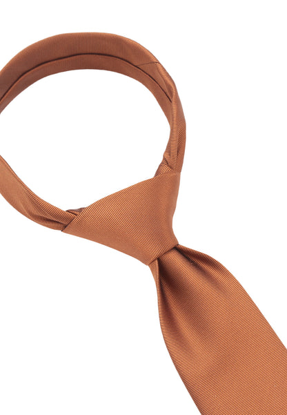 Seidenfalter Basic Uni Krawatte - 7 cm - gebundener Knoten nur zur Veranschaulichung (ist nicht vorgebunden, wie beispielsweise die Zip Krawatte) - Cognac