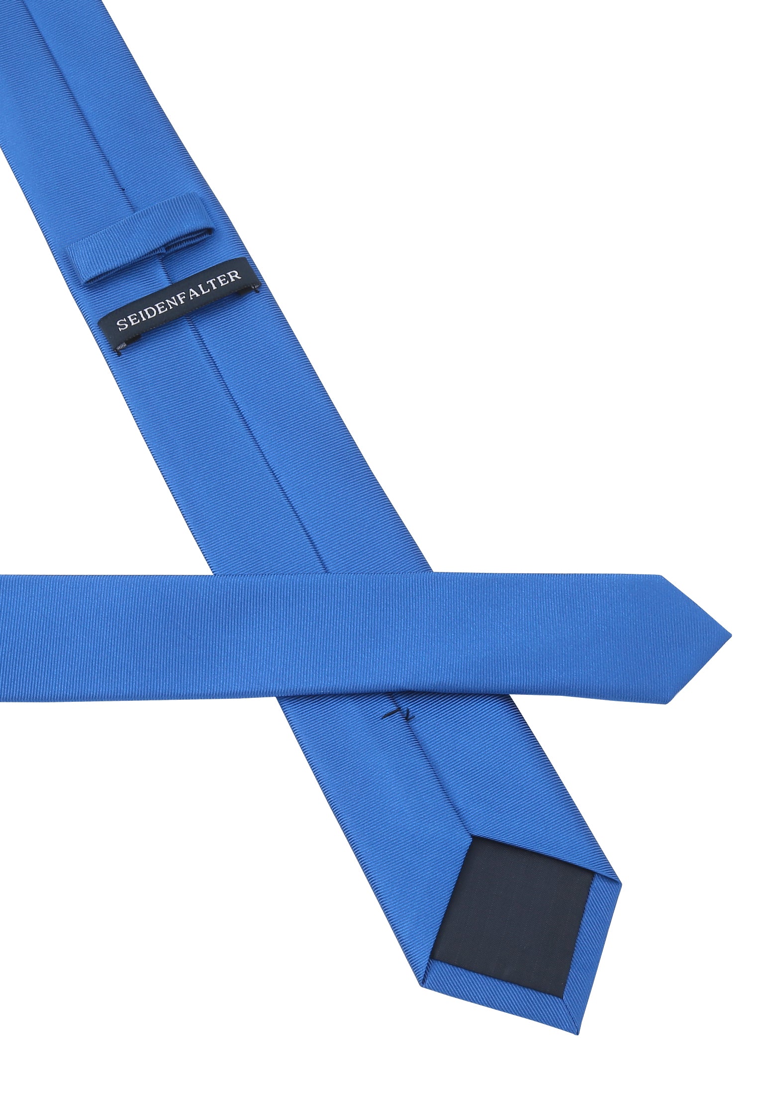 Seidenfalter Basic Uni Krawatte - 6 cm - Rückseite der Krawatte - Royalblau