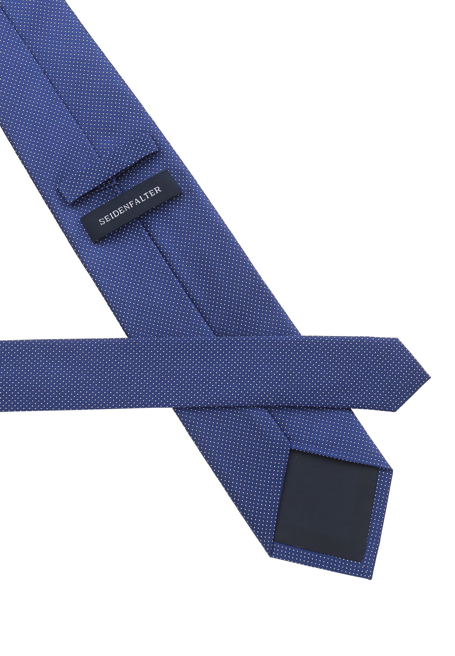 Seidenfalter Basic Picoté Krawatte - 8 cm XXL Übergröße - Rückseite der Krawatte - Jeansblau